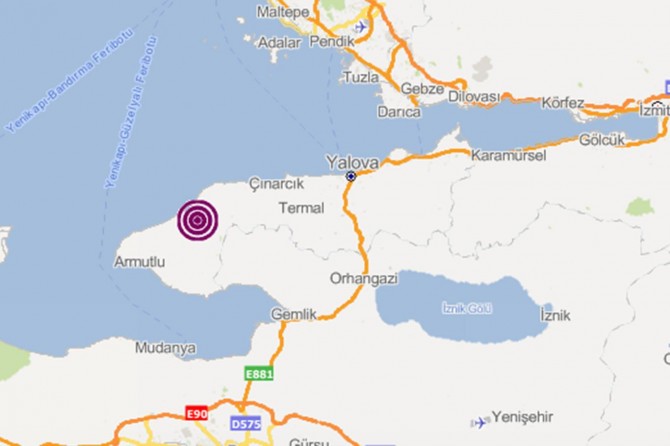 Yalova'da 4,5 büyüklüğünde deprem