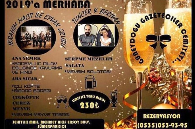 Güneydoğu Gazeteciler Cemiyetinden tepki çeken yılbaşı kutlama programı