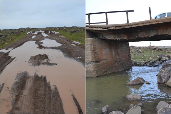 Köylülerden çamurlu yol ve dökülen köprü tepkisi