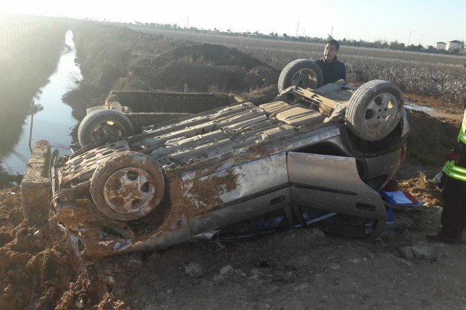 Şanlıurfa Akçakale'de otomobil takla attı: 1 yaralı