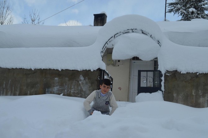 Bitlis'te tek katlı evler kara gömüldü