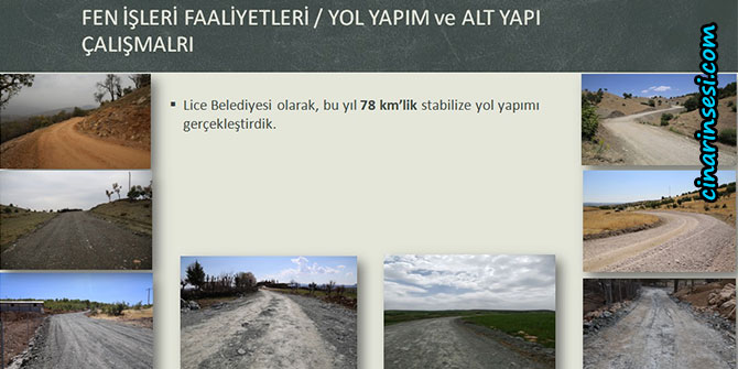 Lice Belediyesi 2 yılda 78 km stabilize yol yapımı gerçekleştirdi