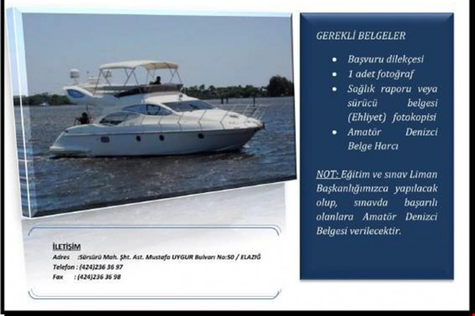 "Amatör Denizci Belgesi" verilecek