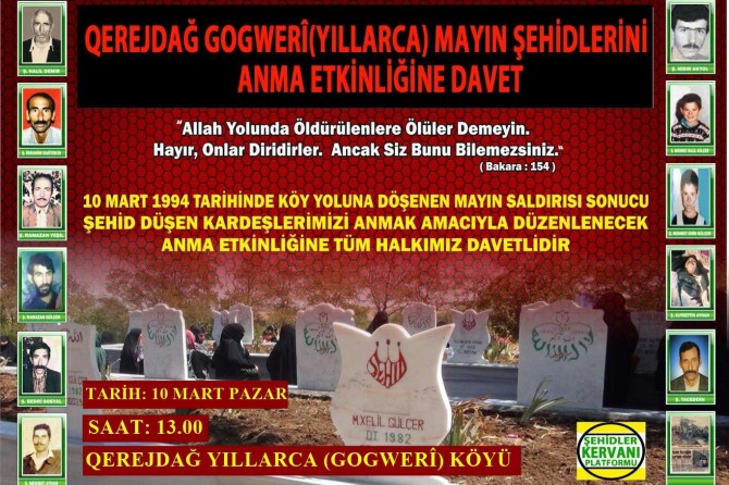 Şehîdên Qerecdaxê dê bên bîranîn