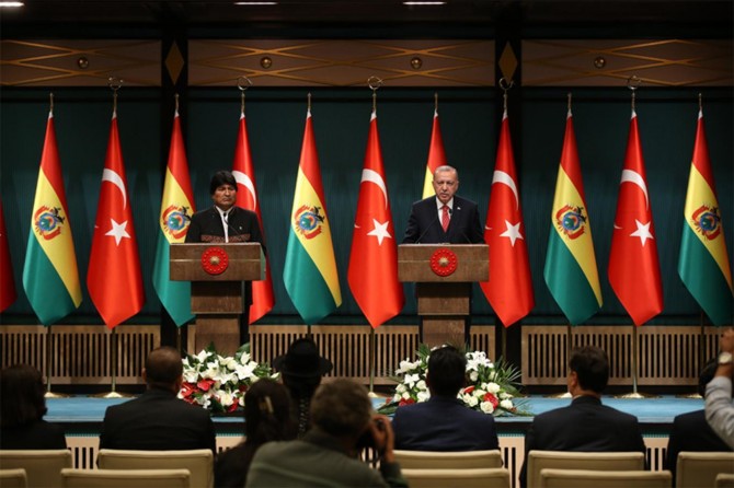 President Erdoğan thanks Bolivia for the support it gives to the Palestinian cause
