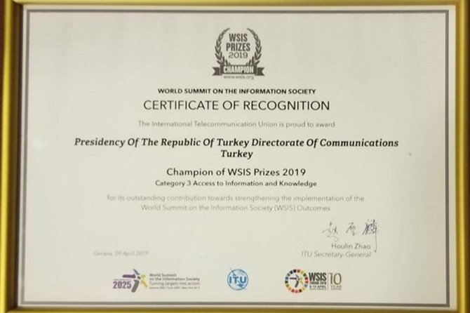 Cumhurbaşkanlığı İletişim Başkanlığı CİMER ile "En İyi Proje" ödülü aldı