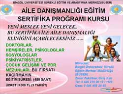 Bingöl Üniversitesi'nden Aile Danışmanlığı Sertifikası