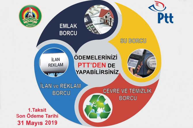 Bingöl'de vergi ve su borçları PTT'den ödenebilecek