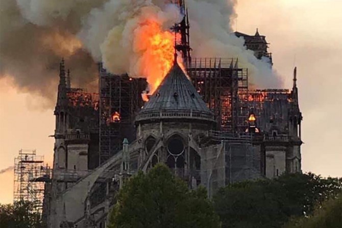 Fire at the historic Notre Dame Cathedral