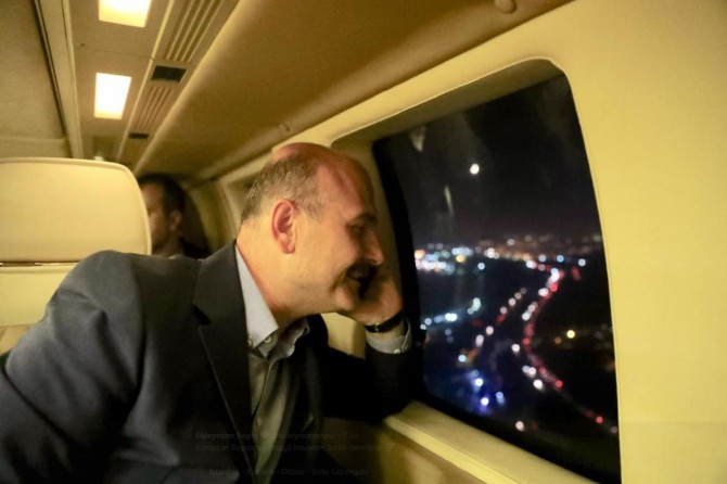 İçişleri Bakanı havadan trafik denetimi yaptı