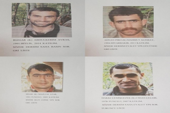 Tunceli'de öldürülen 4 PKK'li arananlar listesindeydi