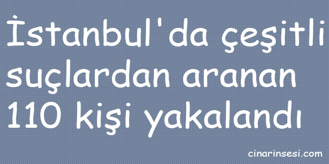 İstanbul'da çeşitli suçlardan aranan 110 kişi yakalandı