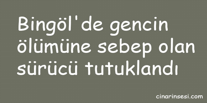 Bingöl'de gencin ölümüne sebep olan sürücü tutuklandı