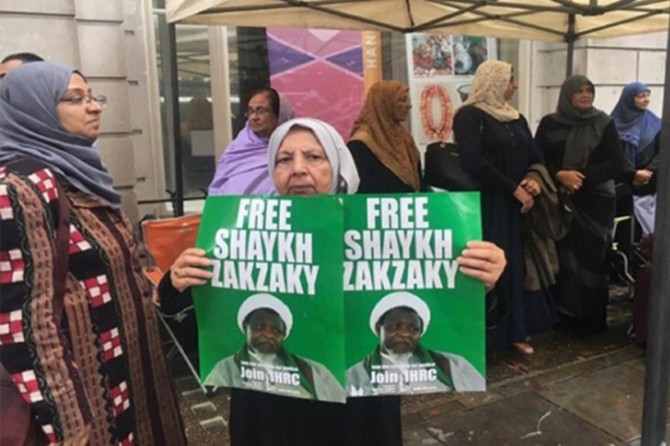 Londra'da Şeyh Zakzaki'ye destek için oturma eylemi