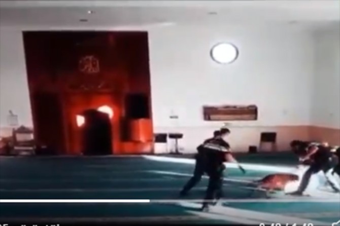 Camiye köpekle girdiler