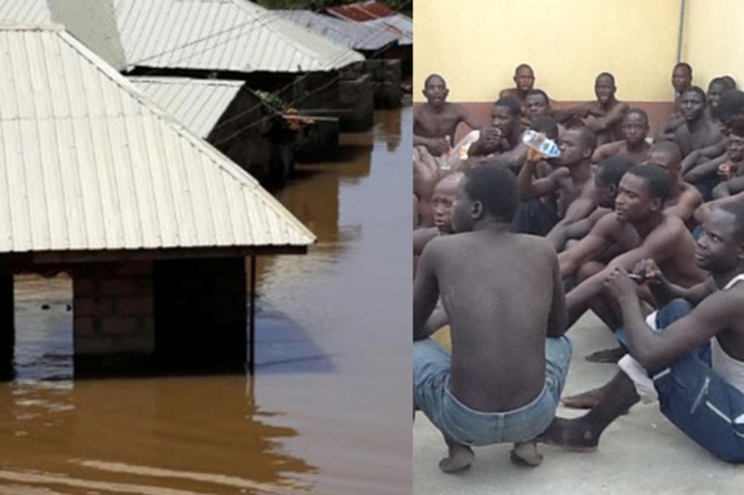 Nijerya'da hapishaneyi sel basınca mahkûmlar kaçtı