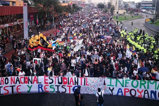 Anti-government protesters take to streets as protests spread to Colombia