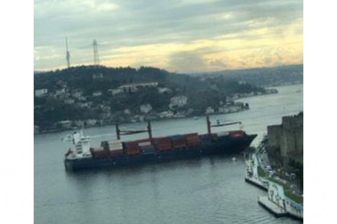 Ship collides with shore in Bosphorus, Istanbul