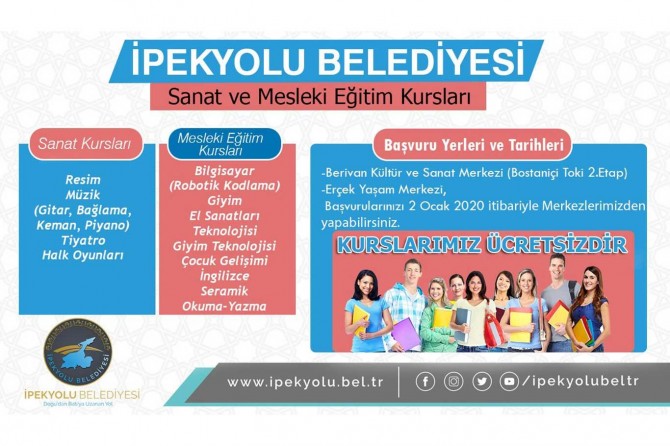İpekyolu’nda sanat ve meslek edindirme kursları açılıyor