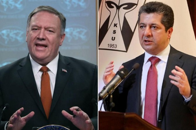 Mesrûr Barzanî û Pompeo geşedanên dawî nirxandin