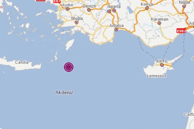 Akdeniz'de 5,5 büyüklüğünde deprem