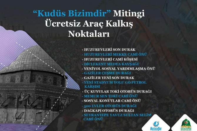 "Kudüs Biimdir" mitingi için ücretsiz araç kalkış noktaları belirlendi