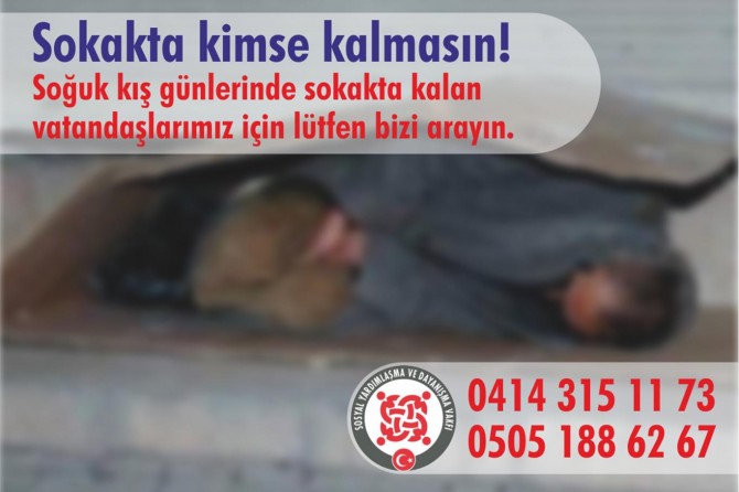 Şanlıurfa Valiliğinden, evsiz ve kimsesizler için destek çağrısı