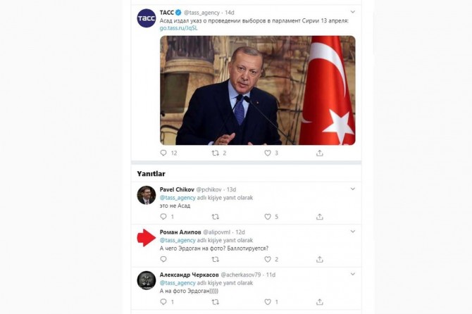 Rus haber ajansı Esad yerine Erdoğan'ın fotoğrafını paylaştı