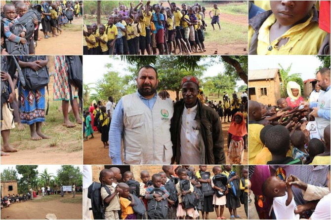 Uganda'da yardım çalışması yürüten Avrupa Yetim Eli çocukların da yüzlerini güldürdü
