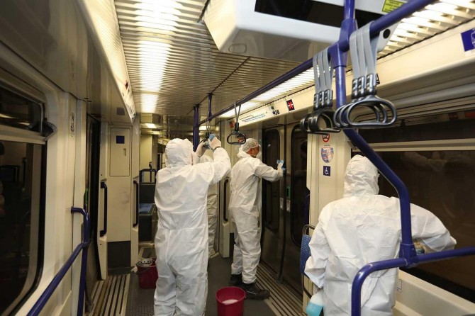 Gaziantep'te toplu taşıma araçları dezenfekte ediliyor