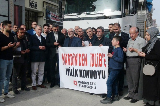 Mardin STK Platformu İdlib’e 4 TIR insani yardım gönderdi