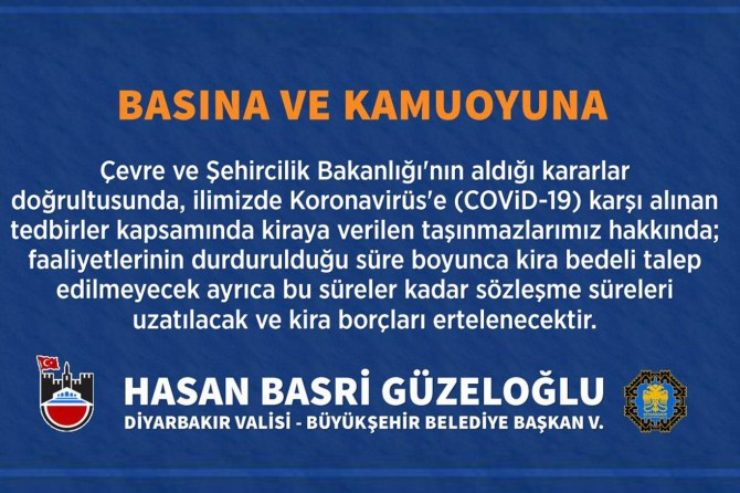 Diyarbakır Valisi Güzeloğlu'ndan, Corona virüse karşı alınan tedbirler hakkında açıklama