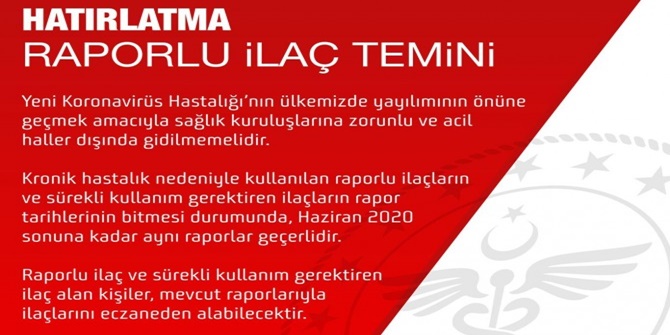 Sağlık Bakanlığı'ndan raporlu ilaçlarla ilgili hatırlatma: Haziran ayına kadar geçerli