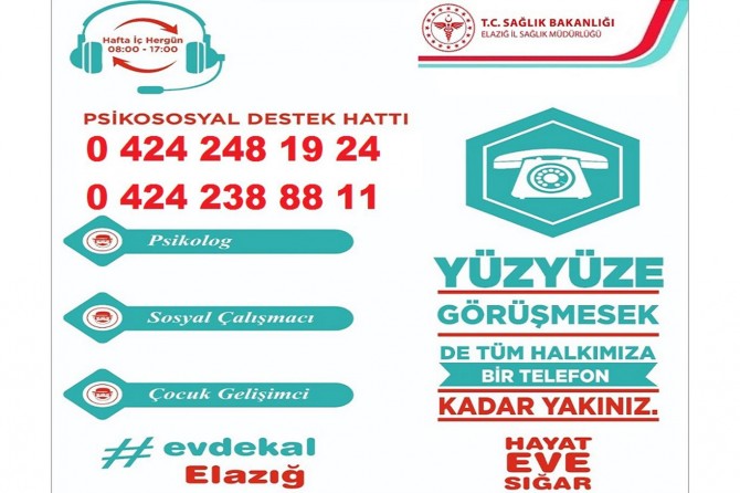 Elazığ'da coronavirus ile mücadelede psikososyal hat kuruldu