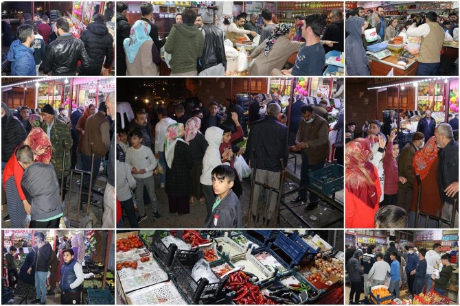 Sokağa çıkma yasağını duyan vatandaşlar market ve fırınlara akın etti