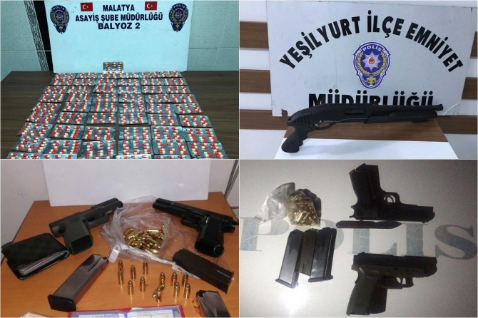 Malatya'da çok sayıda uyuşturucu nitelikli hap ile silah geçirildi