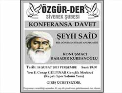 Şeyh Said'i anma etkinliğine davet