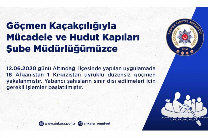 Ankara'da 19 düzensiz göçmen yakalandı