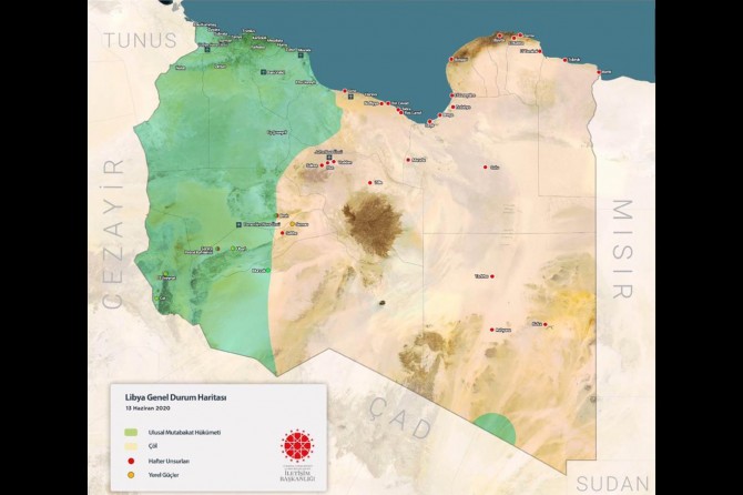 İletişim Başkanlığı Libya'da son durumu gösteren harita yayımlandı