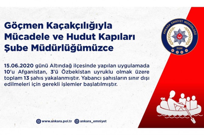 Ankara'da 13 düzensiz göçmen yakalandı