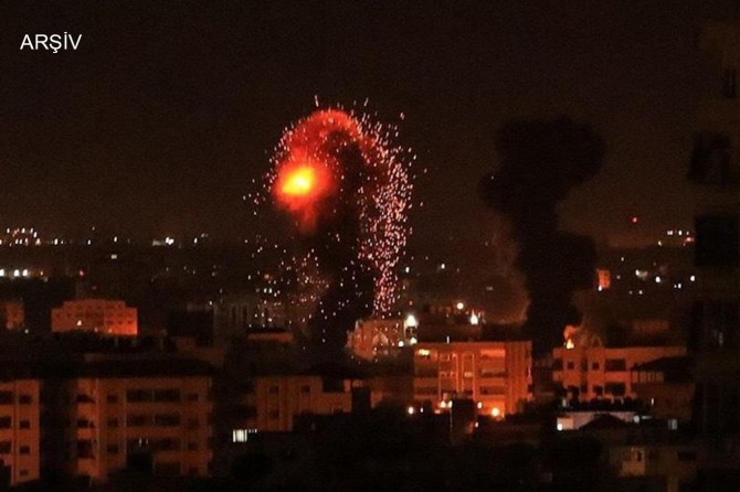 Zionist occupation gangs bomb different targets in Gaza