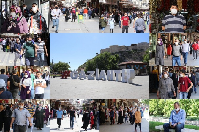 Gaziantep’te sosyal mesafe kuralına yeterince uyulmuyor