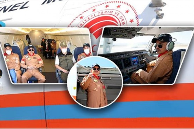 Bakan Pakdemirli yangın söndürme uçağını test etti