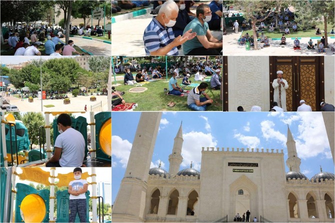 Şanlıurfa’da sosyal mesafeli dördüncü Cuma namazı kılındı