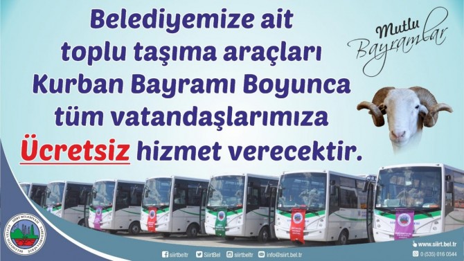 Siirt'te bayram boyunca ulaşım ücretsiz olacak