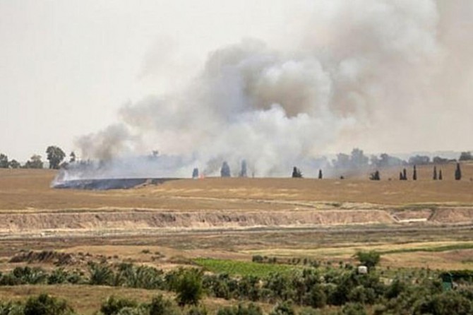 Siyonist işgalciler Kalkilya'nın güneyinde tarım arazilerini ateşe verdi