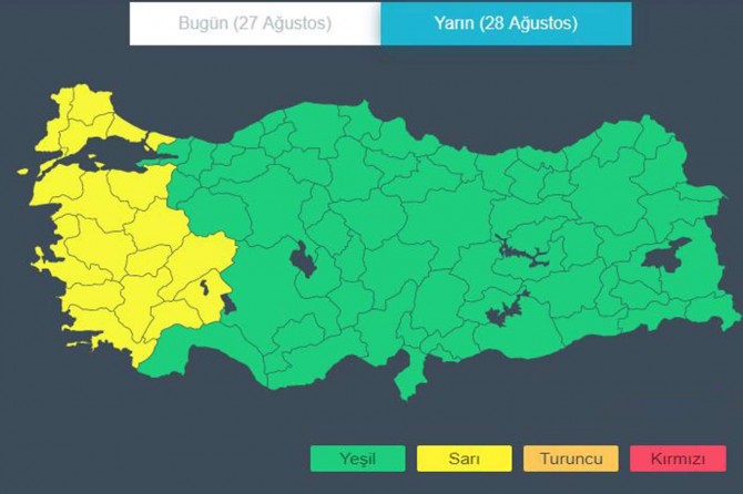 Meteoroloji'den 17 il için sarı kodlu uyarı