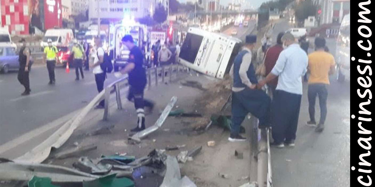 İstanbul'da yolcu otobüsü devrildi: 1'i ağır11 yaralı