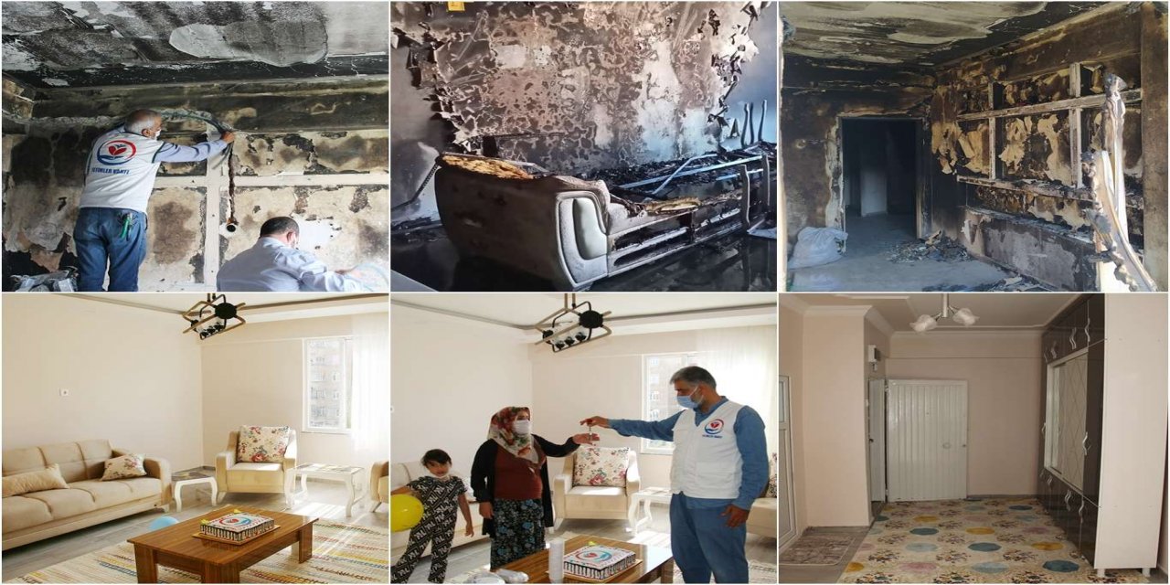 Yetimler Vakfı, evi yanan yetim ailenin evini onardı