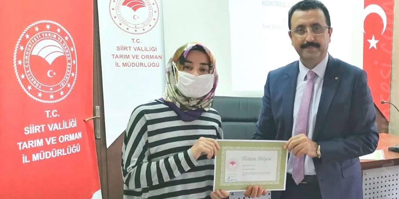 Siirt'te gıda kontrol eğitimini tamamlayan 20 personele sertifika verildi